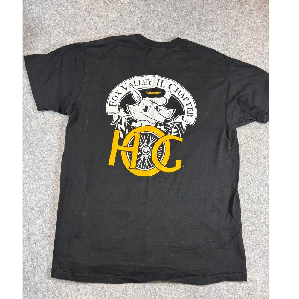 Vintage Harley Davidson T Shirt Mens L Black Fox Valley IL Chapter Cotton Y2K